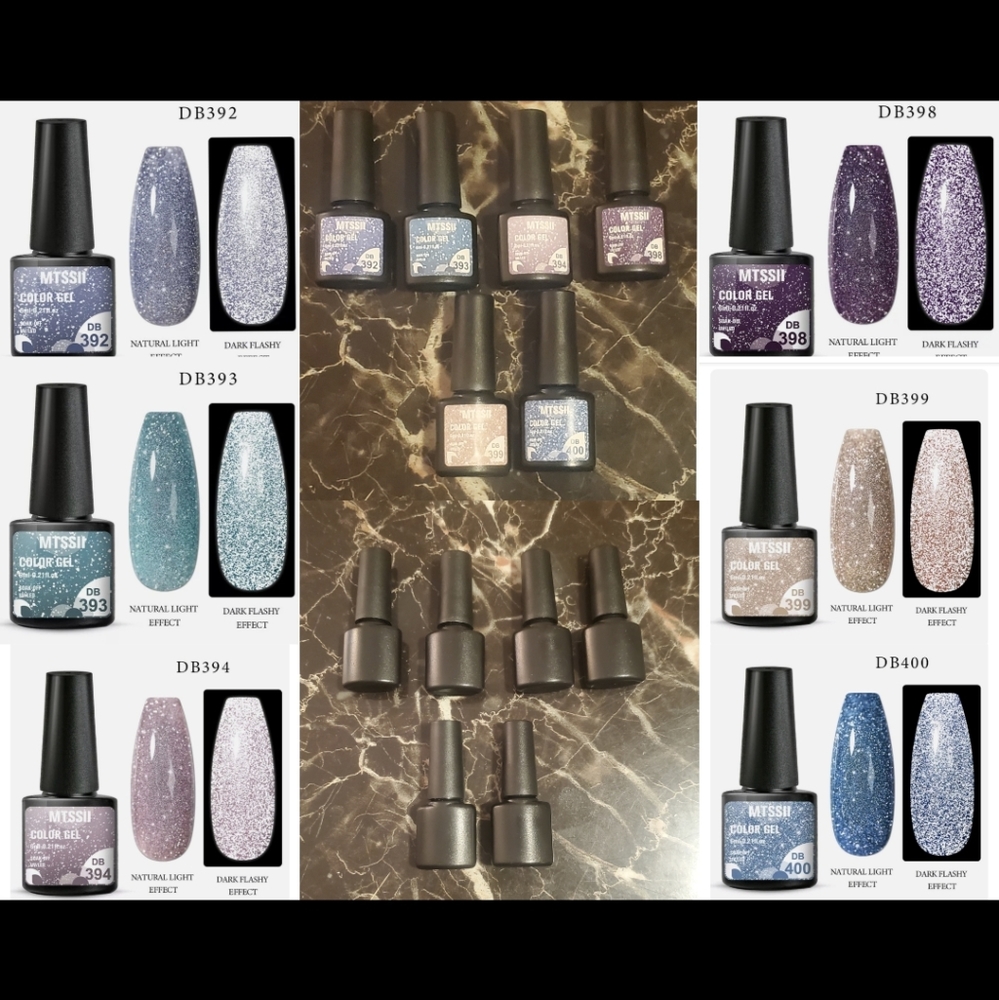 Reflective Glitter & Solid Nail Gel Set | 4 For $16 Deal